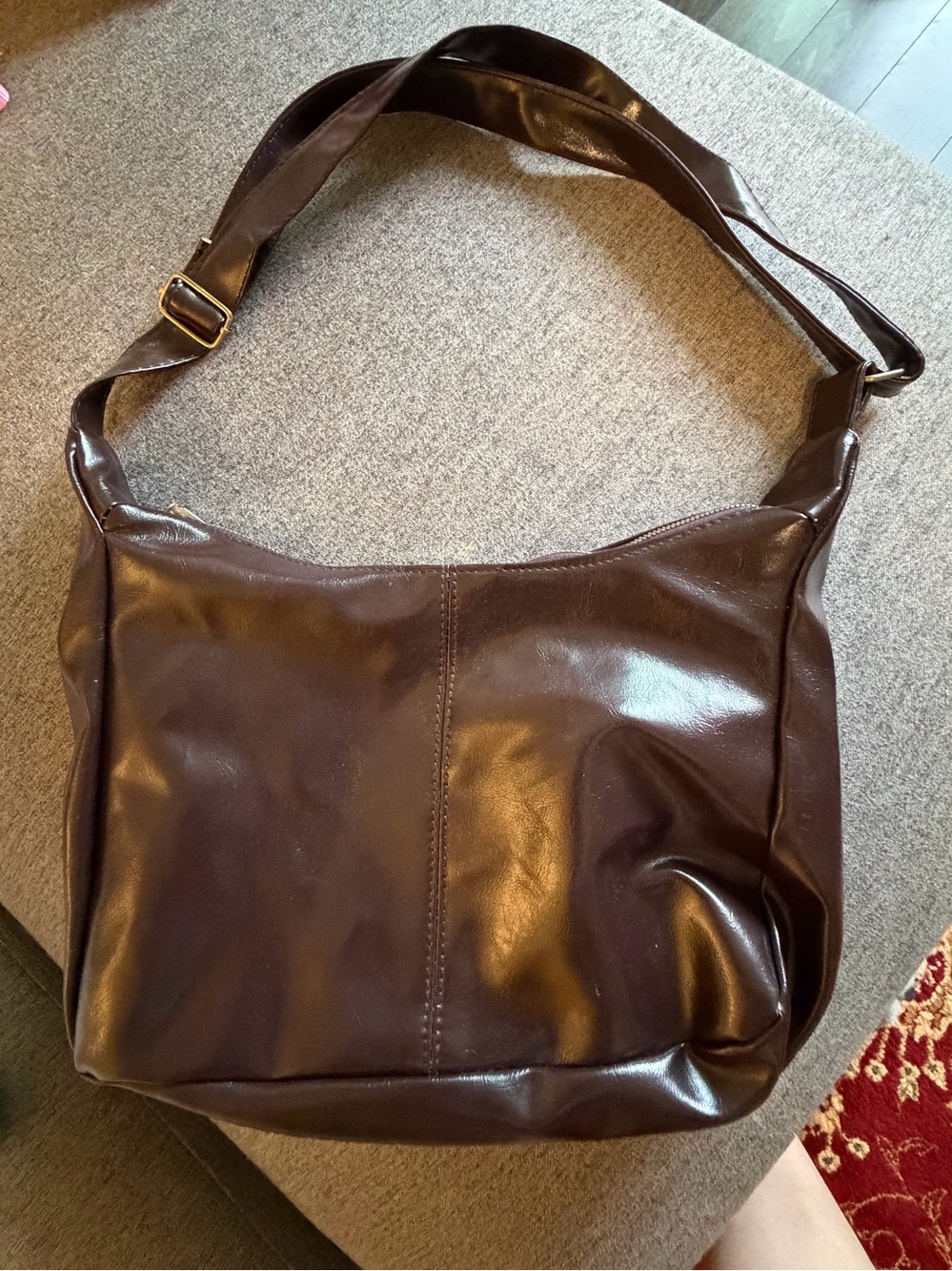 Brown Hobo shoulder bag Leather Zipper Travel